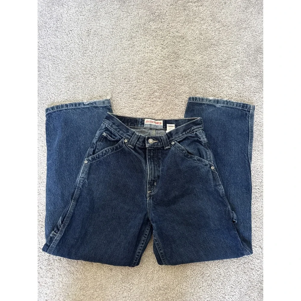 Vintage Old Navy Painters Jeans Kids 12 Regular Dark Wash Carpenter Pants Denim